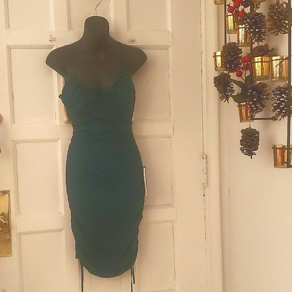 Green formal party dress.